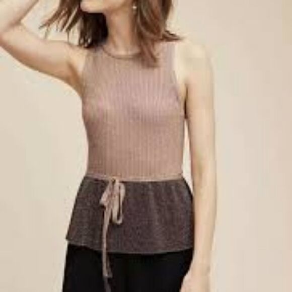 Anthropologie Moth Shimmery Broen Tank Top - Picture 1 of 8